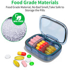 2 Pack 3 Compartment Small Pill Box, Moisture Proof Case, Travel Organizer for Pocket Purse, Daily Portable Medicine Vitamin Container, Fish Oil and Supplement Storage