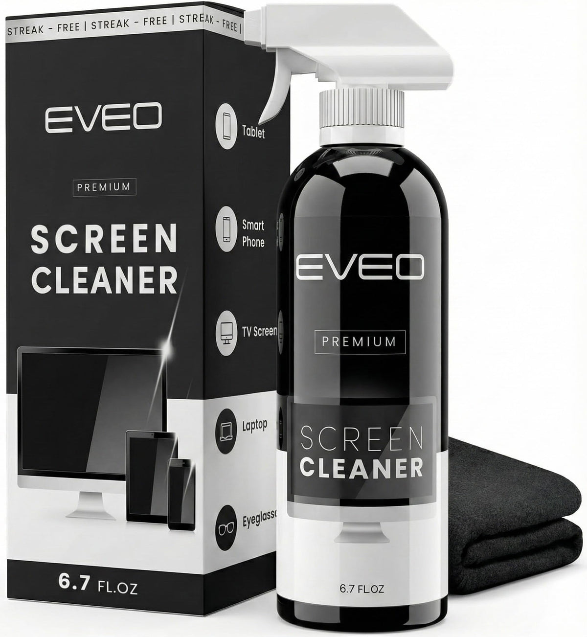 EVEO Screen Cleaner Spray - Large Screen Cleaner Bottle - TV Screen Cleaner, Computer Screen Cleaner, for Laptop, Phone, Ipad - Computer Cleaning kit Electronic Cleaner (1 Pack)