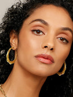 Party Jewelry 18K Gold Plated Lightweight Tube Bamboo Hoop Earrings for Women