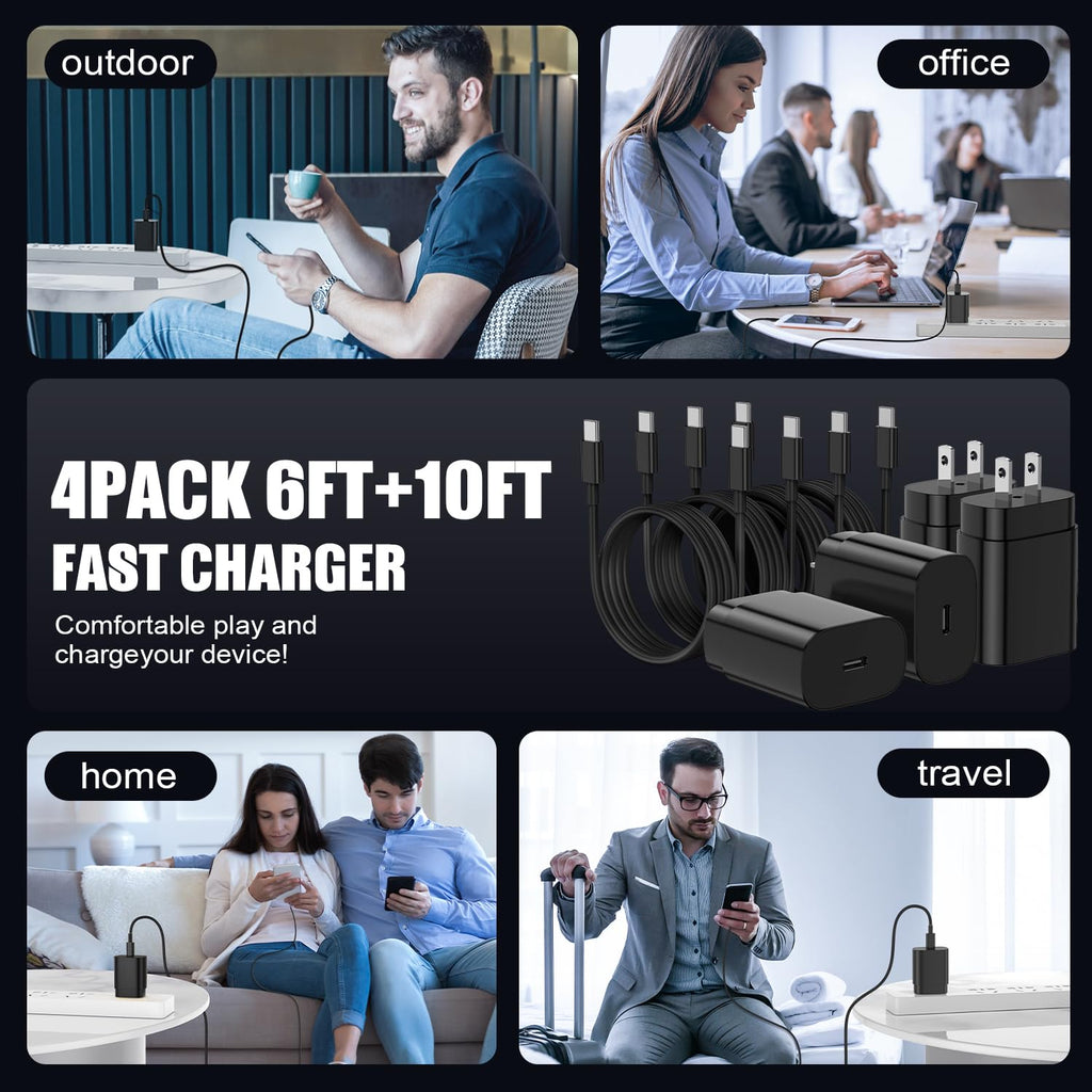 Type C Charger Fast Charging,4Pack 25W Super USB C Fast Charger Block
