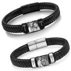 Personalized Picture Bracelet for Men Custom Engraved Bracelets with Photo Name,Custom Bracelet Gift for Boyfriend Husband Father's Day Christmas (Black)