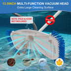 Weighted Pool Vacuum Head with Side Brushes, 13.5" Deluxe Manual Pool Cleaner Head, Fit for 1.25" and 1.5" Hose, Professional Cleaning All Surfaces for Above Ground & Inground Pools, Vinyl Liner Safe