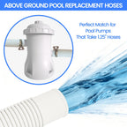 Poolvio Pool Hoses for Above Ground Pools 1.25" Diameter x 59" Long, 3-Pack, Heavy Duty UV Resistant & Leak-Proof Pool Pump Hoses with 6 Metal Thumb Clamps, Fits Intex Filter Pump 607/637