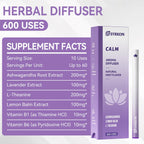 Herbal Diffuser Pen, Supports a Calm Mood | Relaxed Feelings, Mint Flavor, Ashwagandha, Lavender, L-Theanine, Lemon Balm, Vitamin B1 & B6, 600 Uses
