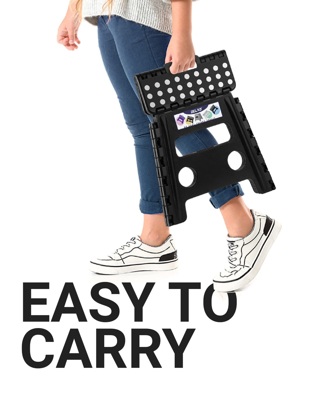 Delxo Folding Step Stool 13 Inch,300 Lbs Step Stool for Adults Black