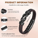 MEALGUET to My Husband Bracelet Gift - Brown Braided Leather Infinity Knot Bracelets Engraved Letter Love You Forever for Husband, Mens Bracelets Gift from Wife for Birthday Christmas