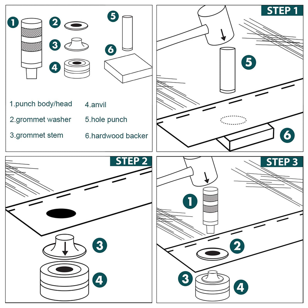 Grommet Kit, NEU MASTER 3/8" and 1/2" Solid Brass Grommets with Eyelets Setting Tool and Storage Box, NH1003K