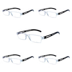 VisionGlobal 5 Pairs Reading Glasses, Blue Light Blocking Glasses, Computer Reading Glasses for Women and Men, Fashion Square Eyewear Frame (Black,+2.50 Magnification)