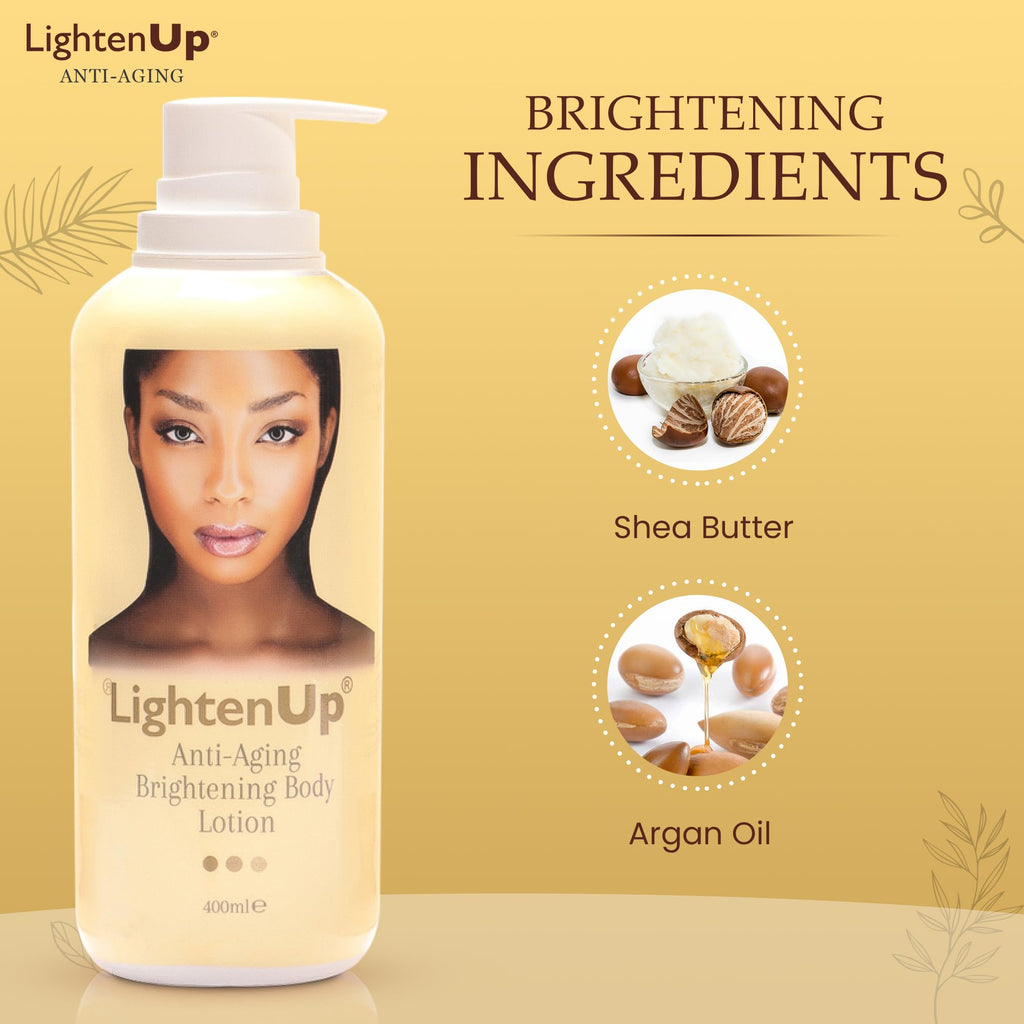 LightenUp Anti-Aging Body Lotion 400ml - Brightening Body Lotion with Argan Oil and Shea Butter