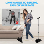 UDUK Broom with Dustpan Combo Set and Silicone Air Broom Kit, 51" Long Handle Floor Squeegee, Black Household Kit for Glass Window Rugs Pet Hair Home