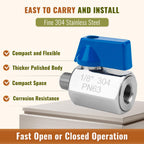 2 Pack 1/8" Mini Ball Valve, 304 Stainless Steel Valve NPT Female x Male Thread Shut-Off Valves for Small Compact Space (2, 1/8 Inch)