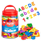 JoyCat 104 Pieces Magnetic Letters Numbers Alphabet Fridge Magnets ABC 123 Preschool Educational Learning Plastic Colorful Toy Set Uppercase Lowercase Math Symbols for Toddlers Kids