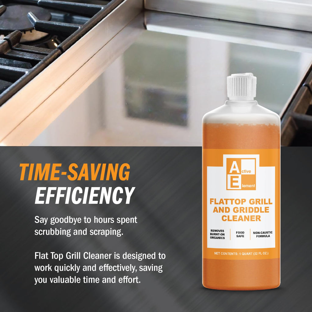 Active Element Flat Top Grill Cleaner – 32 fl oz | Griddle Cleaner, Removes Burnt-On Residue, Food Safe, Non-Caustic Formula, For Blackstone Grills