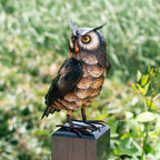 Natelf Outdoor Metal Brown Standing Owl Garden Statue for Patio Yard Decor
