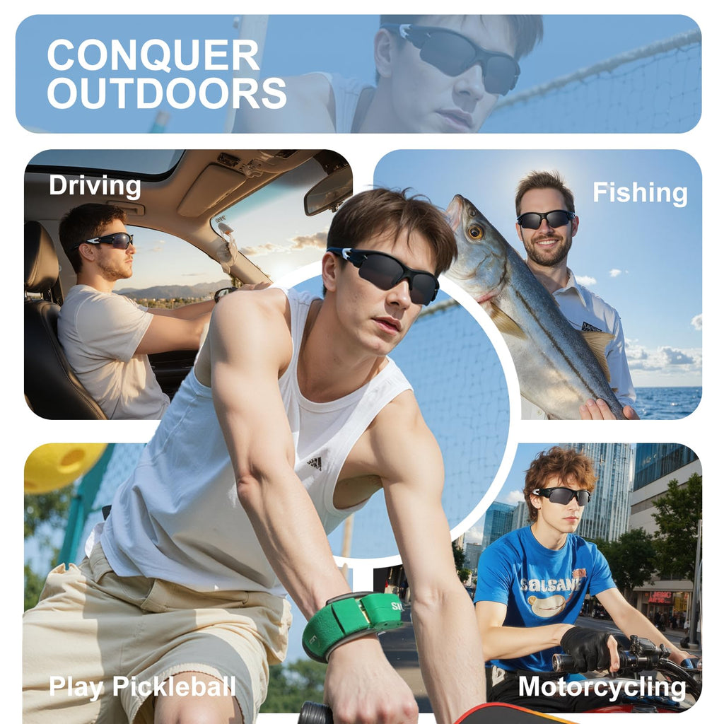SKYOLUY Attractive Bifocal Reading Sunglasses for Men, Durable TR90 Semi Rimless Wrap Around Design Sun Readers, UV400 Near-Far Sun Glass Built in Outdoor Sports/Driving/Finshing Dark Glasses, +2.5