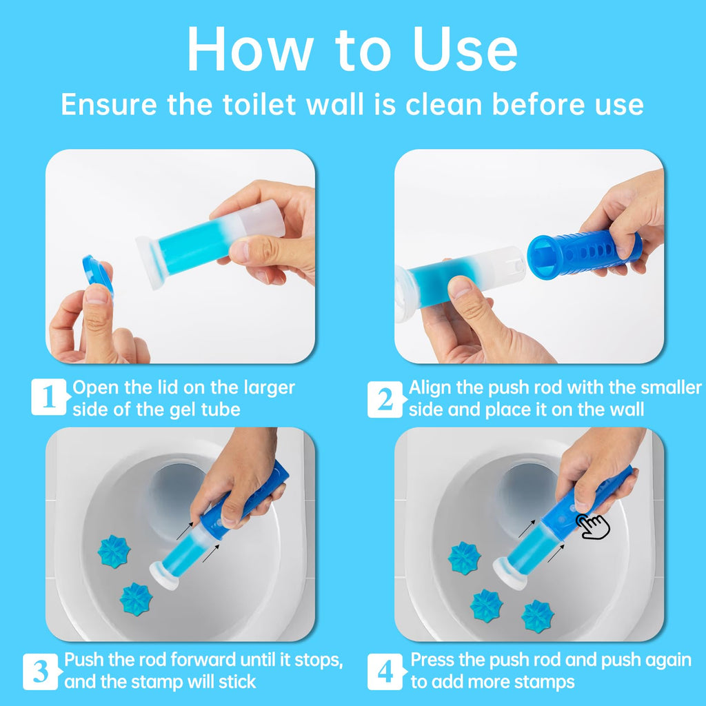 6 Packs Toilet Bowl Gel Stamp - Replacement Gel Toilet Bowl Cleaning Stamps Compatible with Scrubbing Bubbles, Stop Limescale and Rings, for Cleaning and Refreshing, 6 Pack with Dispenser
