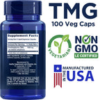 Life Extension TMG 500mg, 100 Liquid Veg Caps (Pack of 2) - Trimethylglycine (Glycine Betaine) Supplement - Gluten Free, Non-GMO, Vegetarian