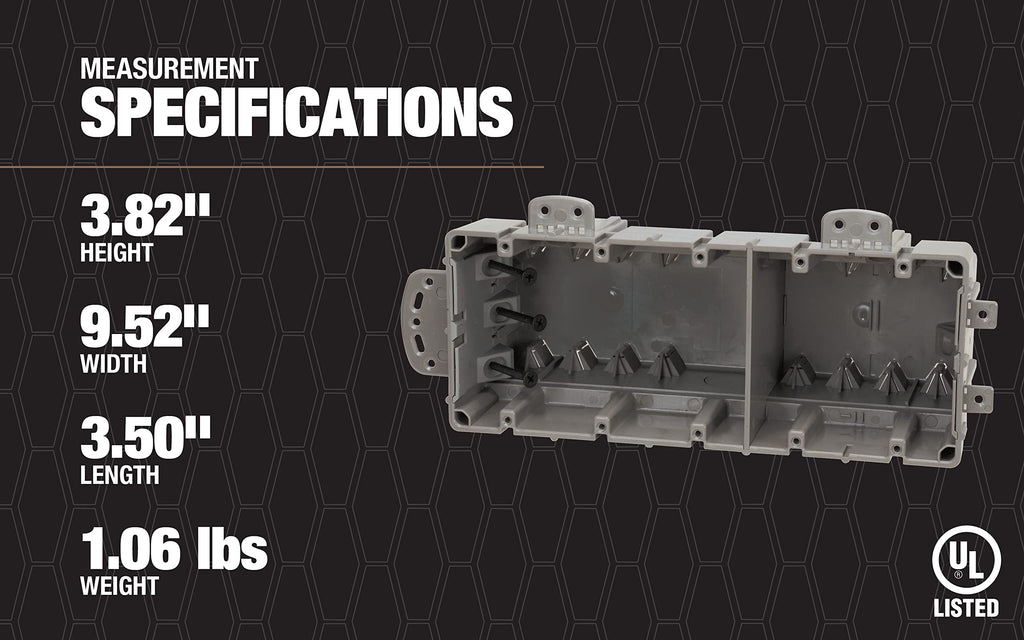 Southwire MSBMMT5G 5 Gang Multi Mount Device Box with Depth Adjustable; Heavy Duty 42lb ; Gray