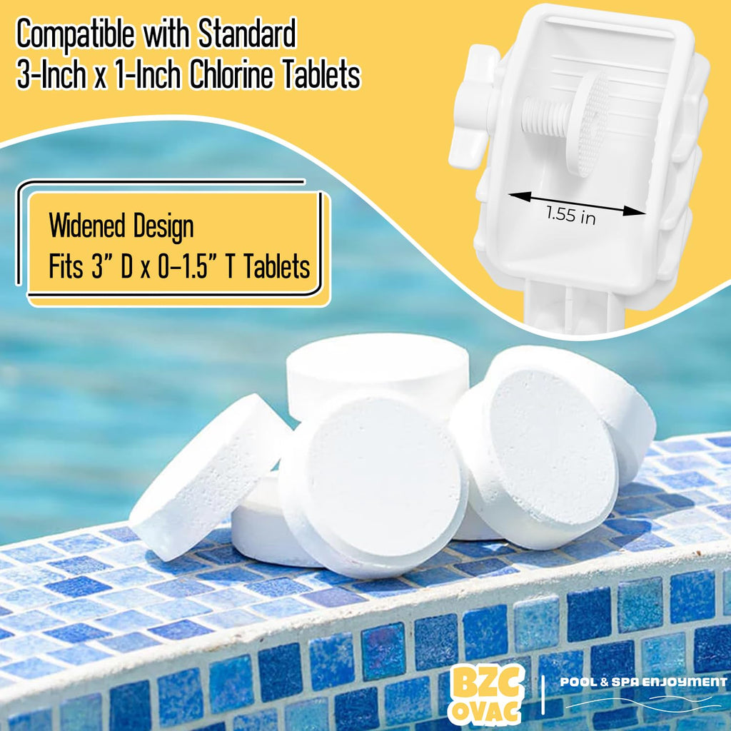 Swimming Pool Chlorination Tablet Holder & Scrubber for Pool Pole - Dirt Cleaning & Stain Removal Tool for Pool Maintenance - Fits 3-Inch Tablets