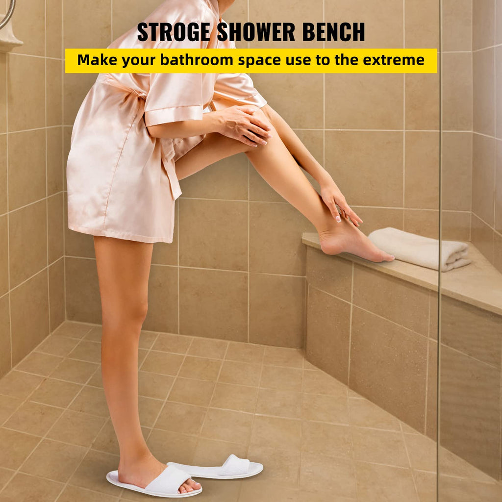 VEVOR Tile Shower Seat, 22.4" x 16" x 20" Ready to Tile Shower Seat, Factory Waterproof & 100% Leak Proof Tileable Shower Corner Seat, 440lbs Load-Bearing Triangular Board Shower Bench, Grey