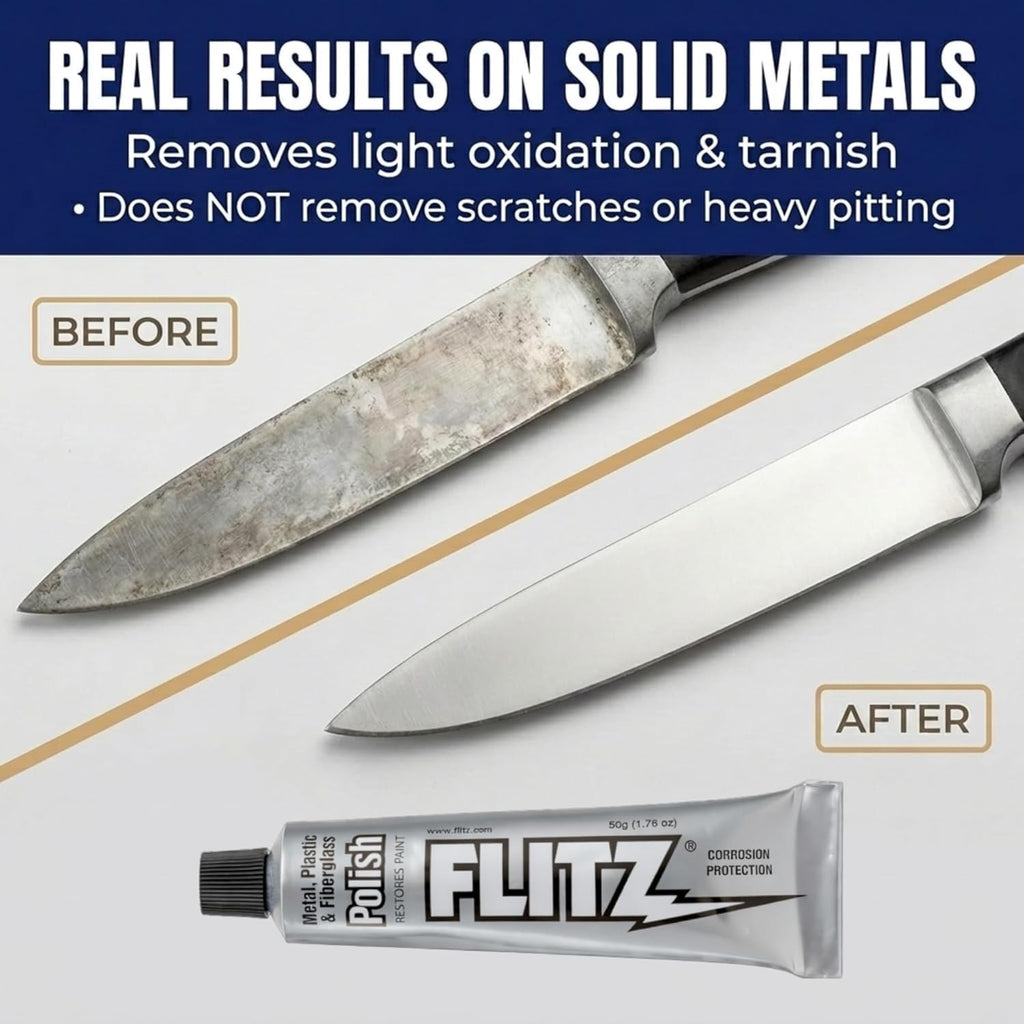 Flitz Metal Polish Paste - 1.76oz USA-Made Polish for Solid Chrome, Stainless Steel, & Aluminum - Non-Abrasive for Light Oxidation - Requires Manual Buffing - Not for Plated/Coated Surfaces (3 Pack)