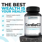 Empower Health Labs CardioC2 Circulation & Energy Support – Doctor-Formulated Blend with Beet Root, Black Garlic, Hawthorn & CoQ10 – Supports Healthy Blood Flow, Energy & Clarity – 60 Capsules