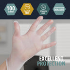 MED PRIDE Medical Vinyl Examination Gloves (Medium, 100-Count) Latex & Rubber Free, Ultra-Strong, Clear Disposable Powder-Free Gloves for Healthcare & Food Handling Use