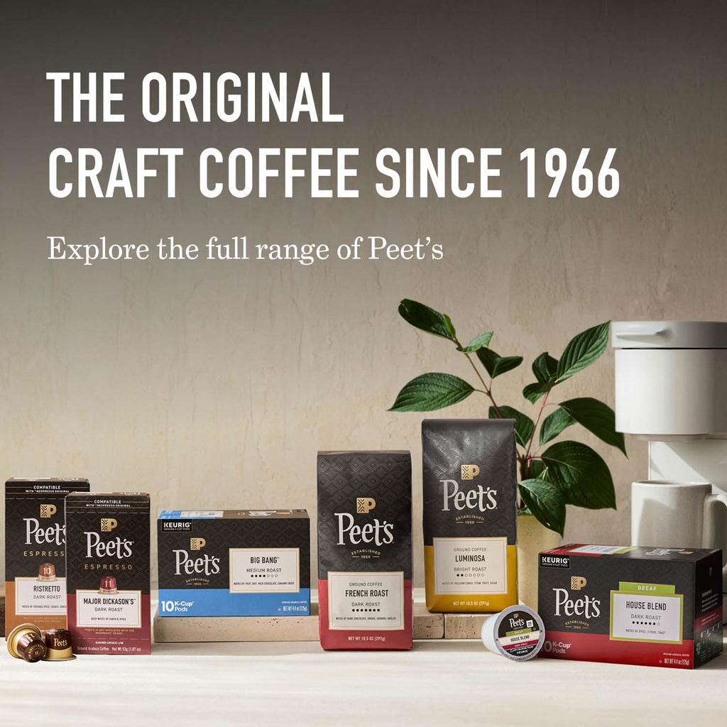 Peet's Coffee, Dark Roast Decaf Single Serve Coffee Pods, 100% Arabica Coffee - Decaf House Blend 32 Count (1 Box of 32 Pods)