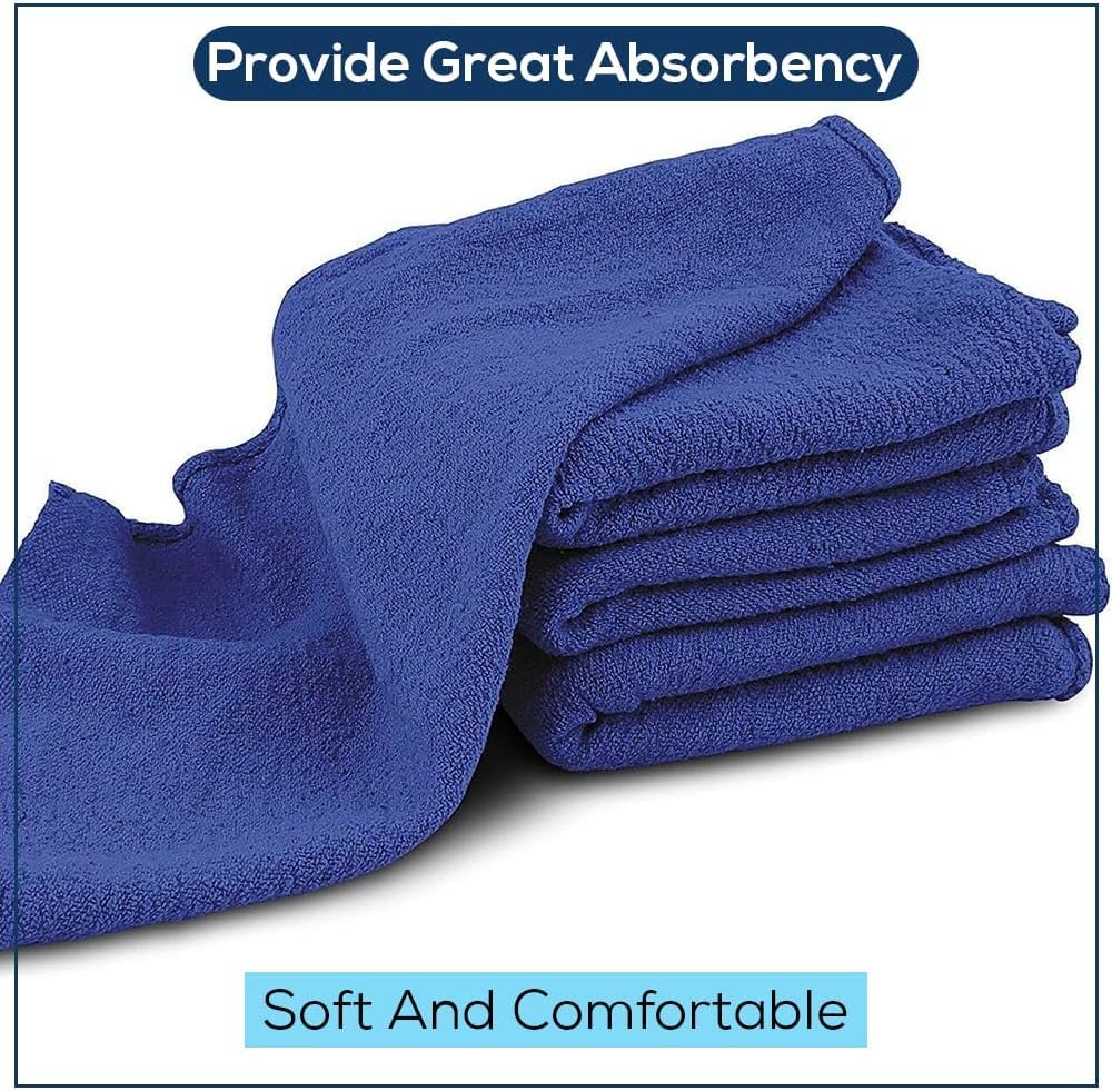Simpli-Magic Premium Shop Towels 14”x12”, Commercial Grade Blue, 50 Pack