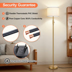 Yemela 【Upgraded】 Dimmable Gold Floor Lamps for Living Room, 9W LED Bulb Included, Modern Standing Lamp with White Lamp Shade, Tall Pole Light for Bedroom Reading Office Corner Nursery