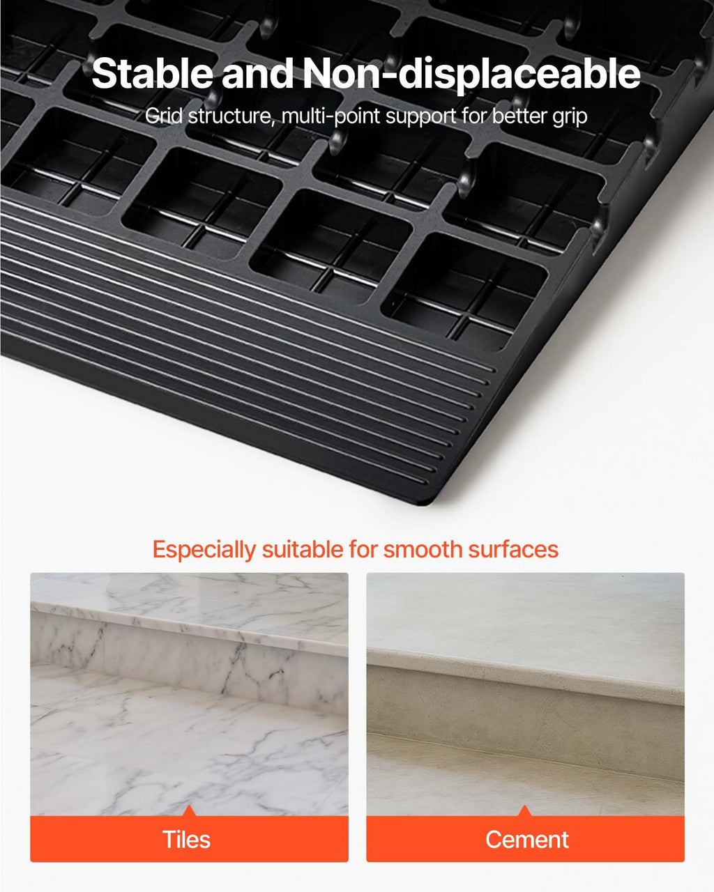 VEVOR 2.5" Rise Rubber Threshold Ramp, 3 Channels Cord Cover Door Ramp, No-Slip Surface, 2200 Lbs Load Capacity Rubber Ramp for for Home Doorways Driveways Curb Home Steps, 41.8" L x 24" W x 2.5" H