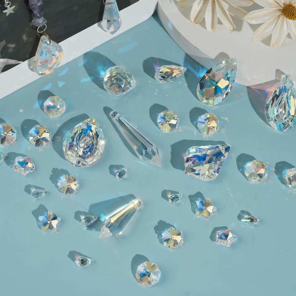 WASTROYAL 420pcs Suncatcher Kit, Crystal Prisms, DIY Garden/Window Hanging