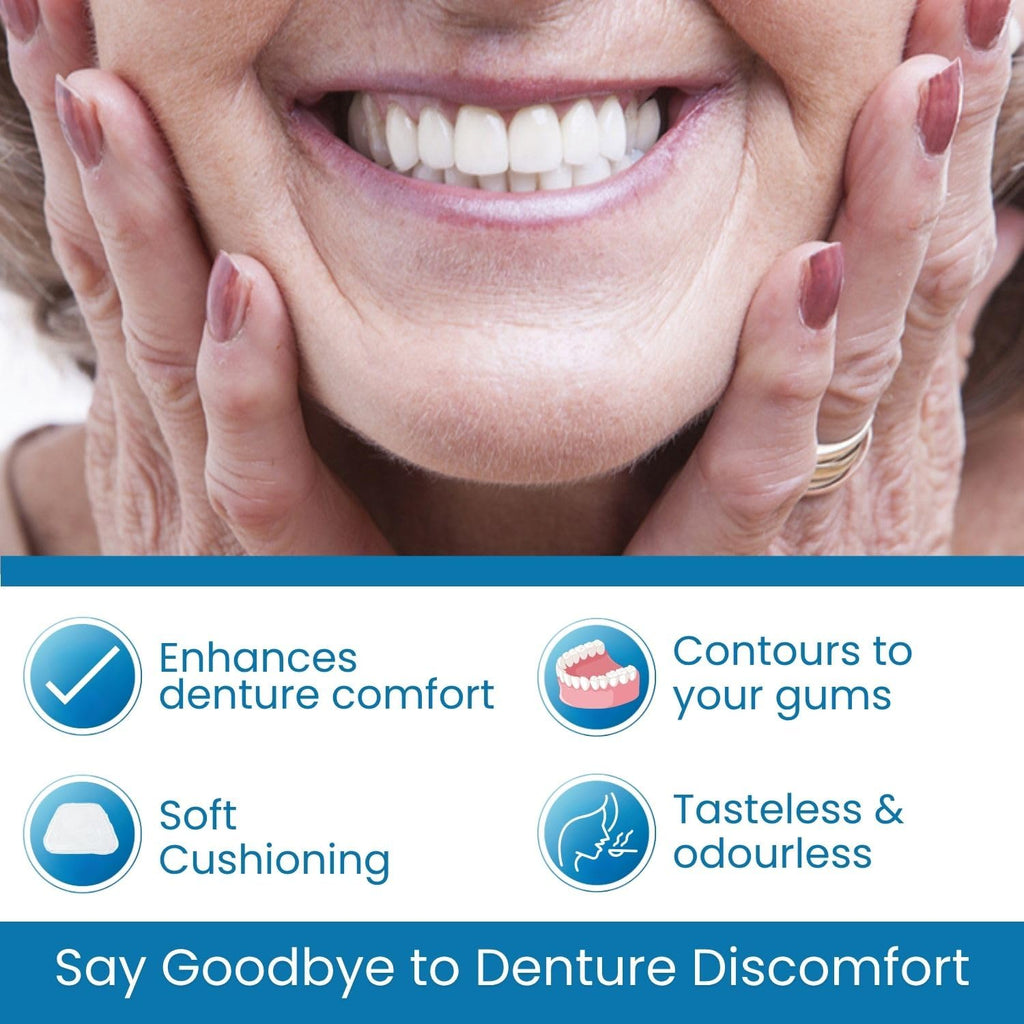 Denture Care Clear Comfort Denture Liner - Soft Cushion for Pain-Free Denture Fit | Protects Gums from Irritation | Easy to Apply & Long-Lasting | No Mess, No Residue | Made in the UK (2 Pack)