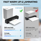 Crenova Laminator Machine with 10 Laminating Sheets, A4 Laminating Machine