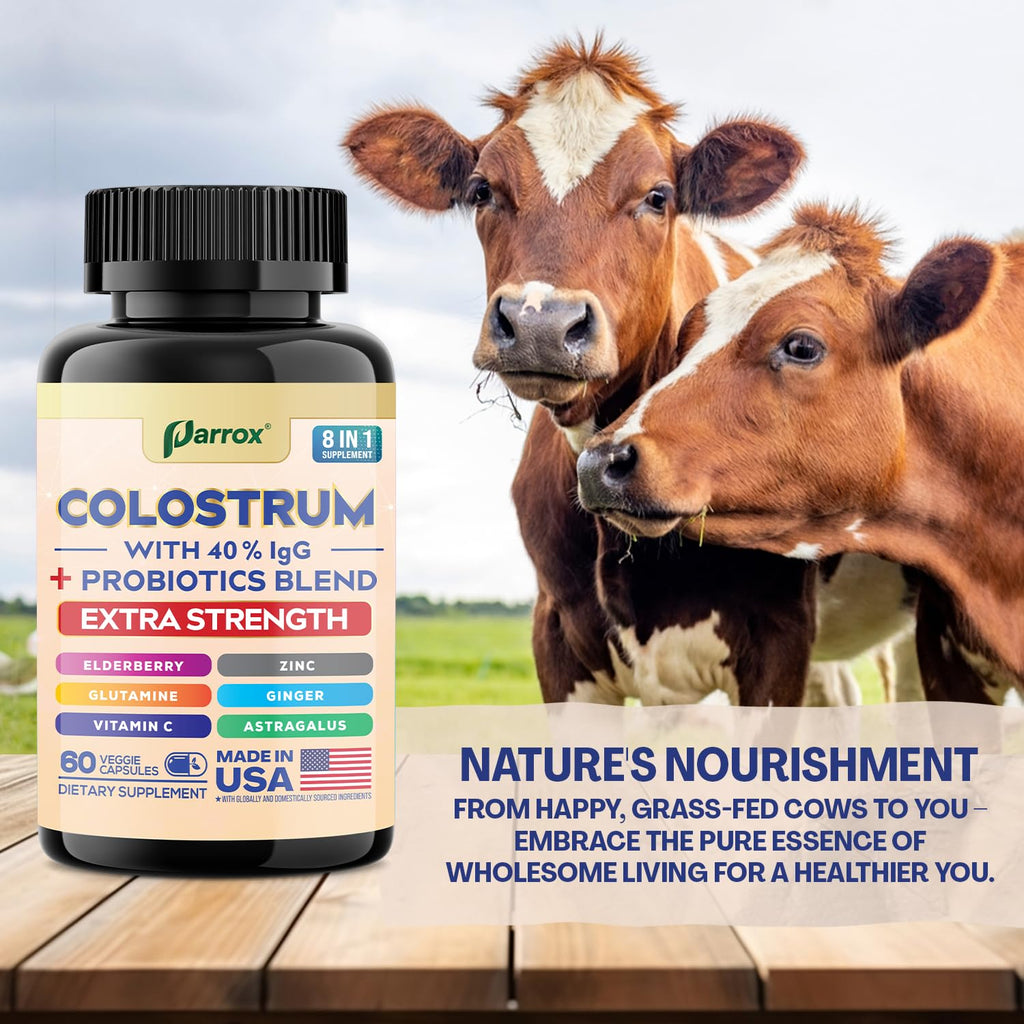 Colostrum Supplement Capsules, Grass Fed 40% IgG, 8-in-1, 180 Capsules