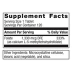 Metagenics FolaPro - L-5-MTHF Folate 1,330 mcg DFE - Supports Methylation, Homocysteine Metabolism & Cellular Health - Non-GMO, Gluten-Free, Vegetarian - 120 Tablets