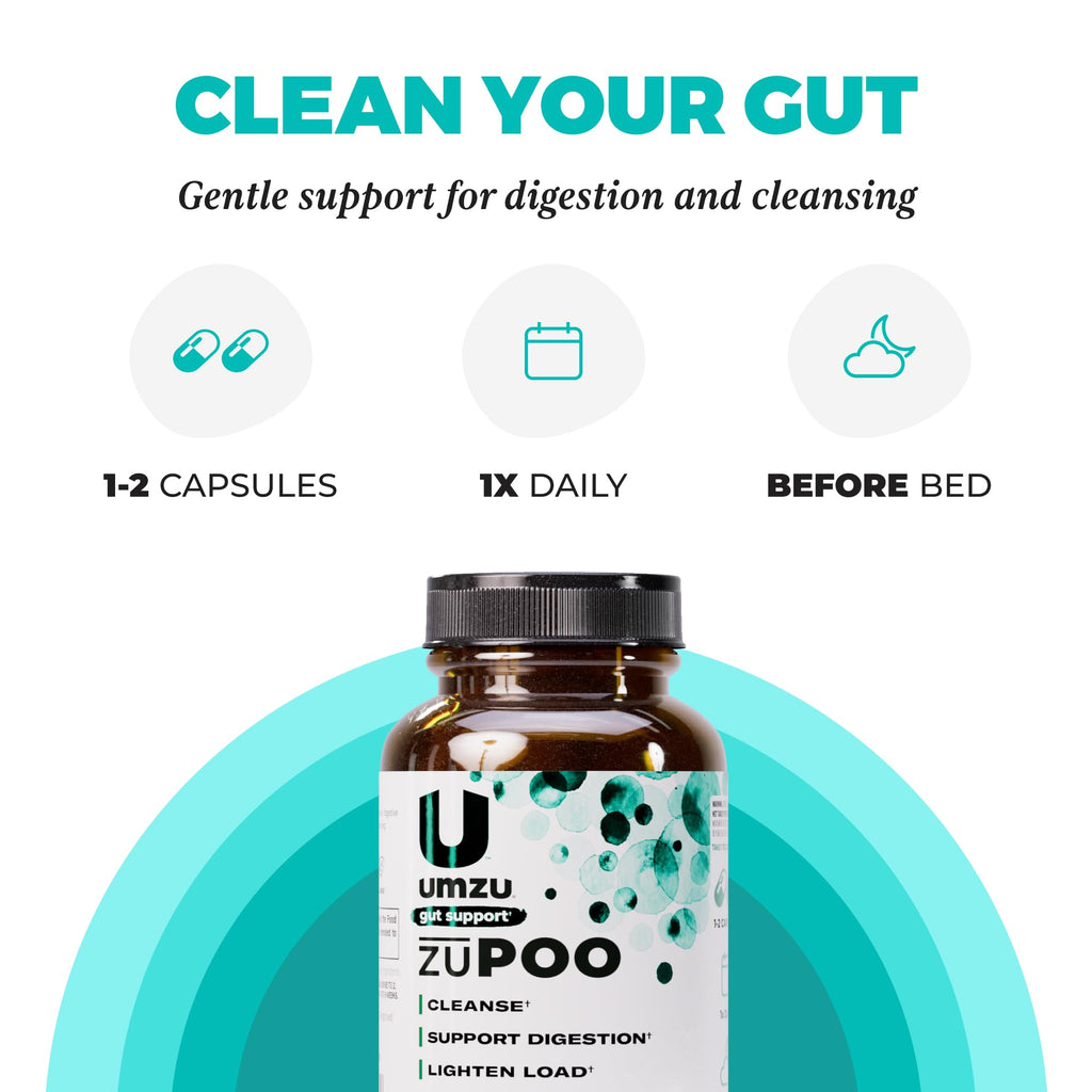 UMZU zuPOO Gut Cleanse Detox, 30 Capsules – 7-Day Natural Colon Cleanse with Cascara Sagrada & Magnesium Citrate – Vegan, Non-GMO, Gluten-Free Detox Cleanse Supplement for Healthy Bowel Support