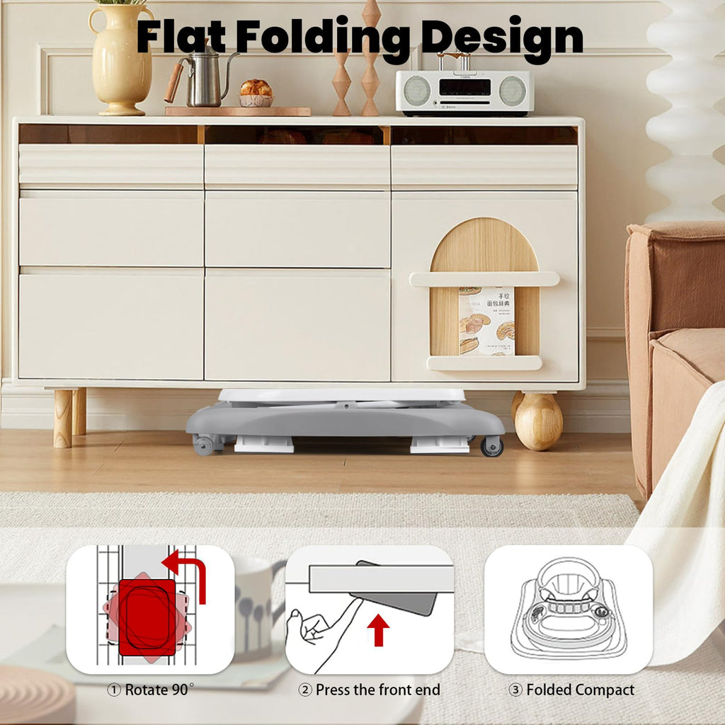 Boyro Baby Baby Walker, 5-in-1 Baby Walkers for Boys and Girls 6-12 Months with Bouncer, Removable Footrest, Feeding Tray & Music, Foldable & Adjustable Activity Walker for 6-18 Months Toddler Infant