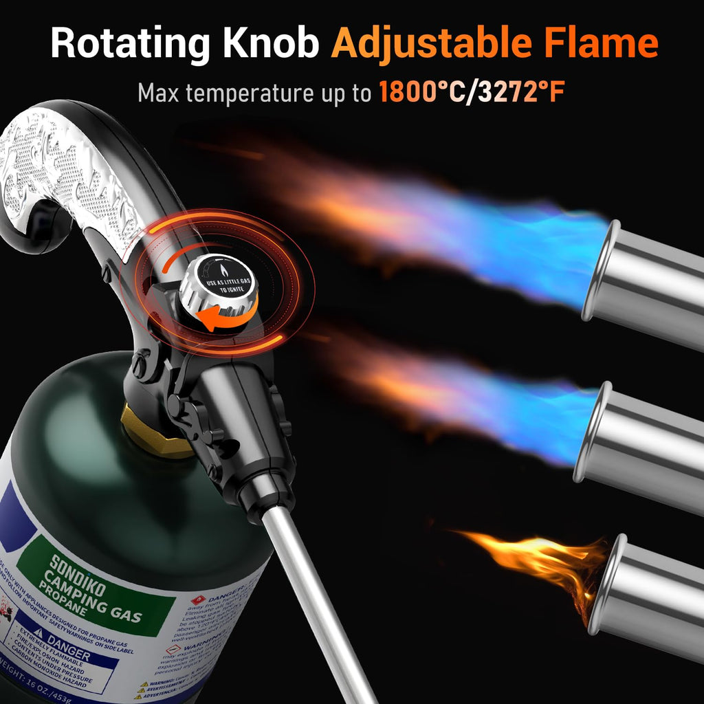 Sondiko Propane Torch Weed Burner, 30" Detachable Weed Torch, Blow Torch