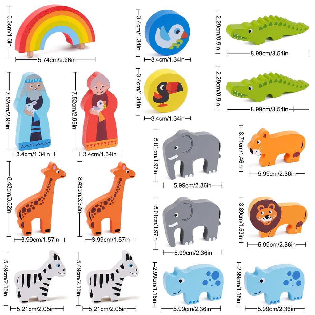 KMTJT Toddlers Wooden Noah's Ark Toy for 1 2 3 Boys Girls Baptism Gifts