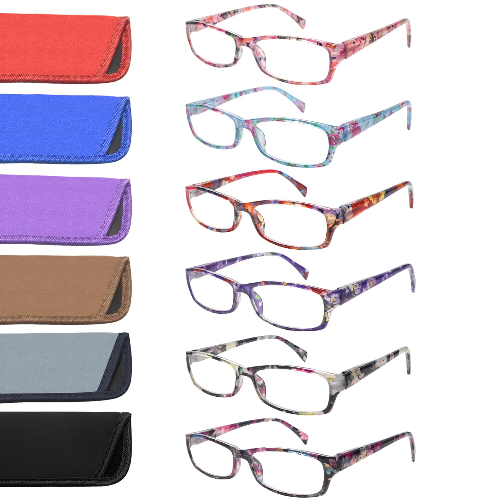 VIDEBLA Computer Reading Glasses Men and Women Anti Eyestrain Blue Light Blocking Glasses for Reading (6 Pack Mix, 2.50, x)