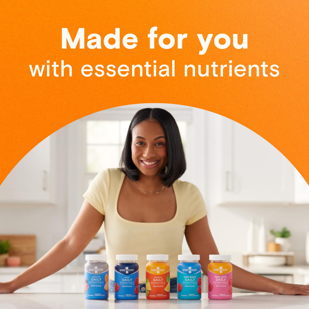 One A Day Men’s Daily Essentials Multivitamin Gummies, Multivitamin for Men, Bone Health, Zinc, Raspberry Natural Flavor, 120 Gummies