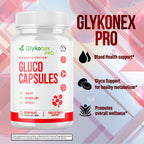 Gluco Capsules, Official Glykonex Pro Gluco Pills with All Natural Ingredients, Maximum Strength Glykonix Supplement Premium Vitamins Supporting Optimal Wellness and Health Naturally (60 Capsules)