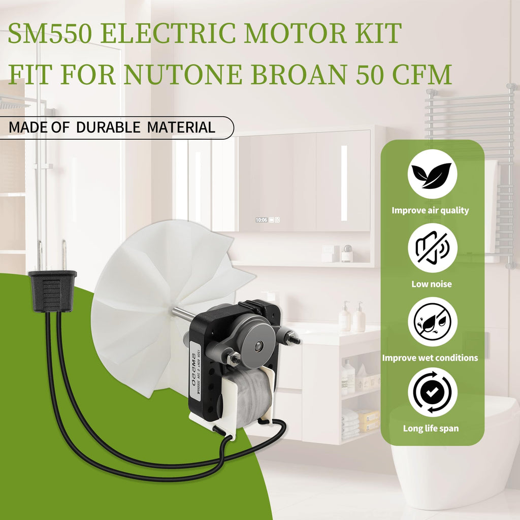 Universal Bathroom Fan Motor Replacement - SM550 Electric Vent Fan Motor Kit - Replacement for Nu-Tone Br-oan 50 CFM 120V 3000 RPM - Replace C01575 65100 EM550 EM750, Upgraded by PANDEELS