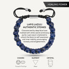 RTZN® Lapis Lazuli Bracelet for Men – Premium Artisan Handcrafted Authentic Blue Lapis Lazuli Mala Bead Bracelet – Adjustable Beaded Bracelets for Men (Morocco)