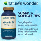 Nature's Wonder Vitamin D3 5000iu (125mcg) High Potency, Dietary Supplement to Support Bone Health and Immune System, Gluten Free, 360 Softgels, 1 Year Supply (Pack of 2)