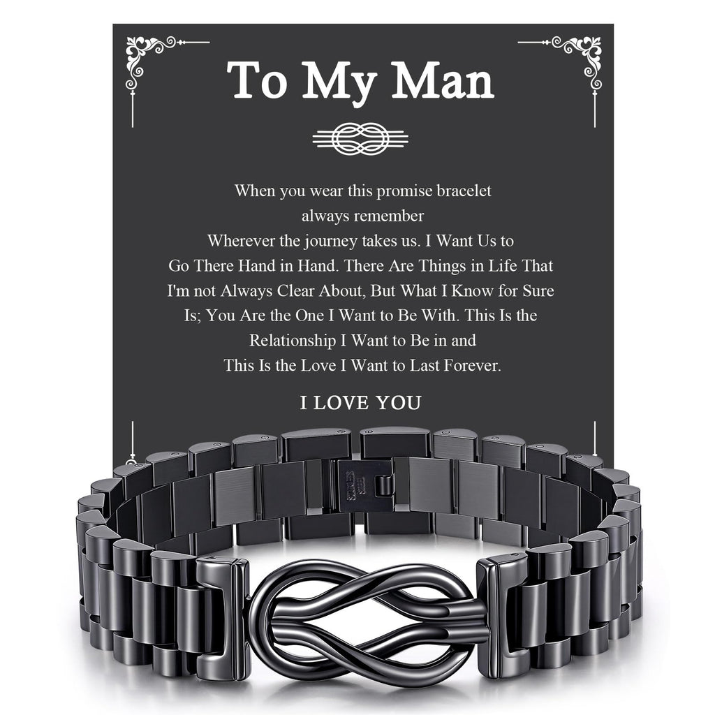 VNOX Gift for Him Knot Bracelet - Stainless Steel Infinity Bracelets Gift for Boyfriend from Girlfriend Mens Valentines Day Birthday Christmas Jewelry Gifts Ideas for Husband,Adjustable