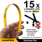 Hanpex 12in. High-Tension Hacksaw Frame with 5pcs Extra Bi-metal Blades, Hand Saw Suitable for Metal, wood, PVC, Carpentry