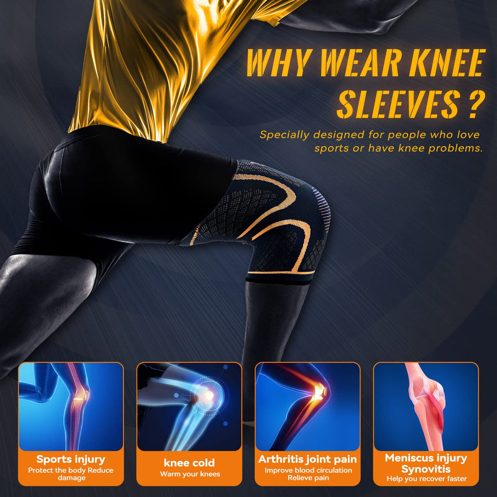 Copper Knee Braces for Men and Women (2 pack) -Knee Supports Copper Compression Knee Sleeve for Knee Pain, Arthritis, Sports and Recovery Support (3X-Large)