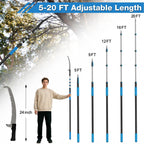 Manual Pole Saw for Tree Trimming, 26FT Telescoping Extension Pole Tree Pruner with 24" Blade, Hand Pole Saw for Cutting High Branches, Detachable Pruning Saw for Garden Yard Maintenance